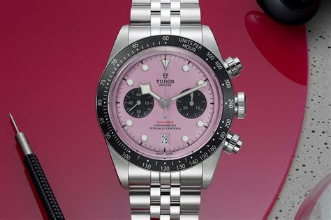 tudor black bay chrono pink|tudor watches pink dial.